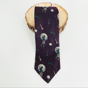 Robert Talbots Best in Class 100% Pure Silk Tie Polo Bear with Golfer/Tees